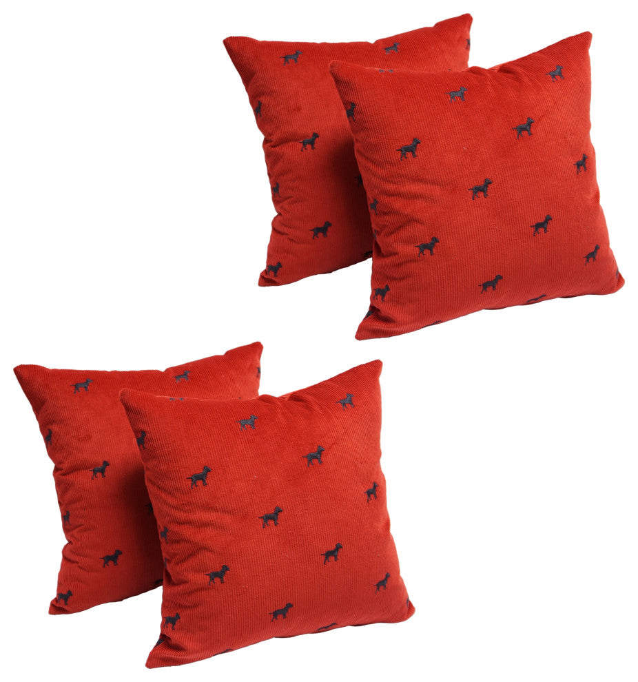 17" Tapestry Throw Pillows With Inserts, Set of 4, Scottish Scotty