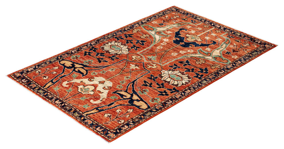 Serapi One-of-a-Kind Hand-Knotted Area Rug Red, 3'1" x 4'11"