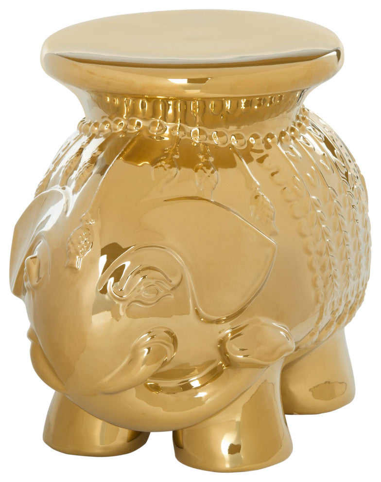 Safavieh Ceramic Elephant Stool, Gold
