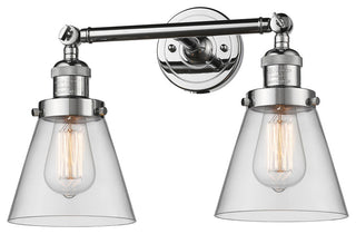Small Cone 2-Light LED Bath Fixture, Polished Chrome, Glass: Clear