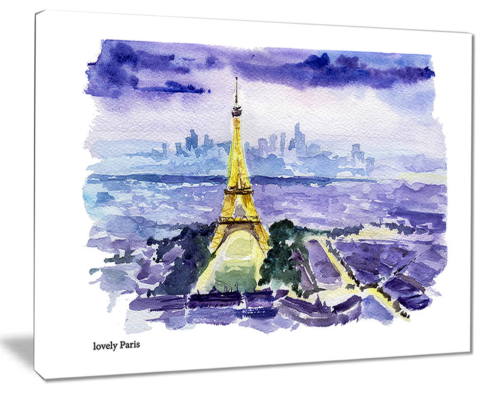 "Eiffel Tower on Blue Background" Canvas Print, 20"x12"