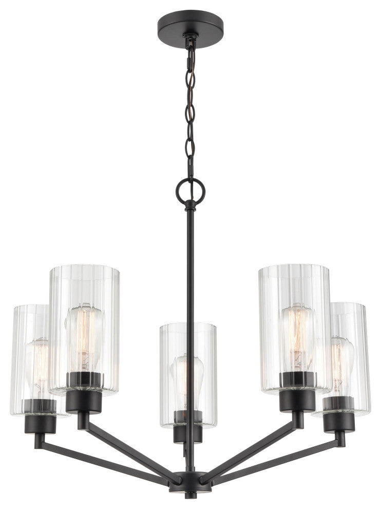 Beverlly 5 Light 26" Matte Black Chandelier
