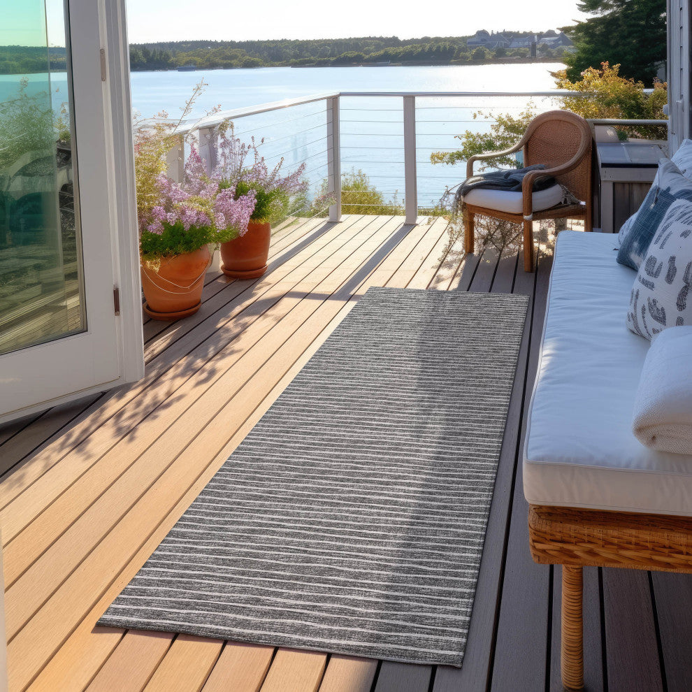 Indoor/Outdoor Laidley LA1 Grey Machine Washable 2'3" x 7'6" Rug