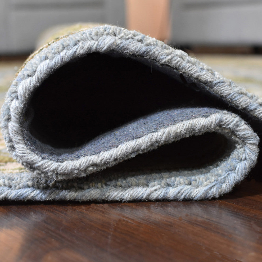 HAND TUFTED WOOL ECO-FRIENDLY AREA RUGS, Blue Green Color, Oriental Design