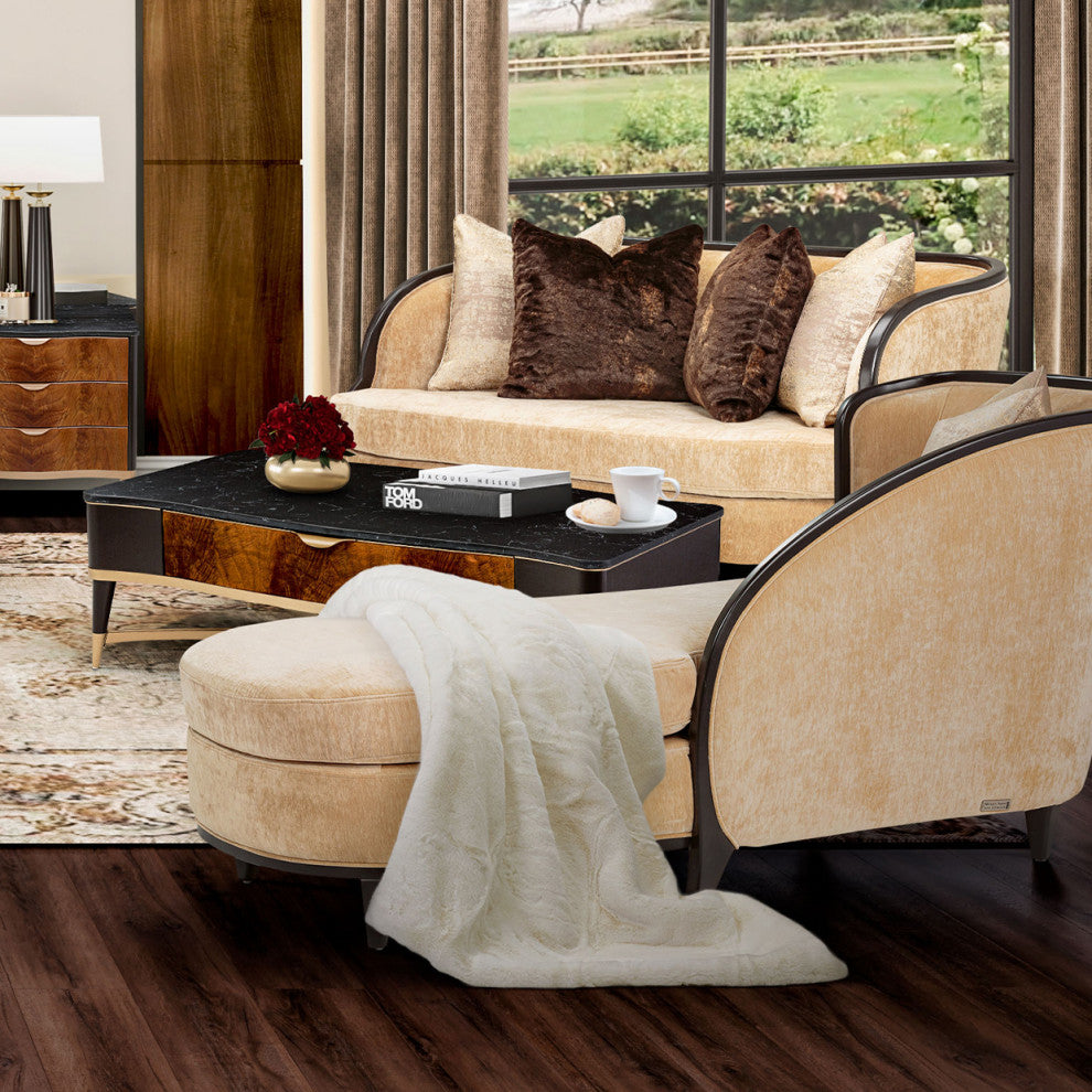 Malibu Crest Rectangular Cocktail Table - Crotch Mahogany