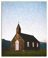 Painty Brown Barn, Field 20x24 Canvas Wall Art