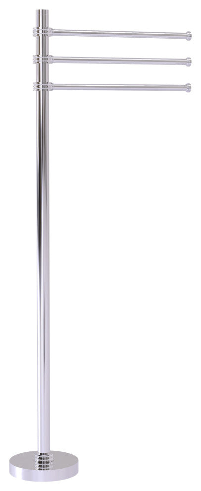 Towel Stand with 3 Pivoting 12" Arms, Polished Chrome