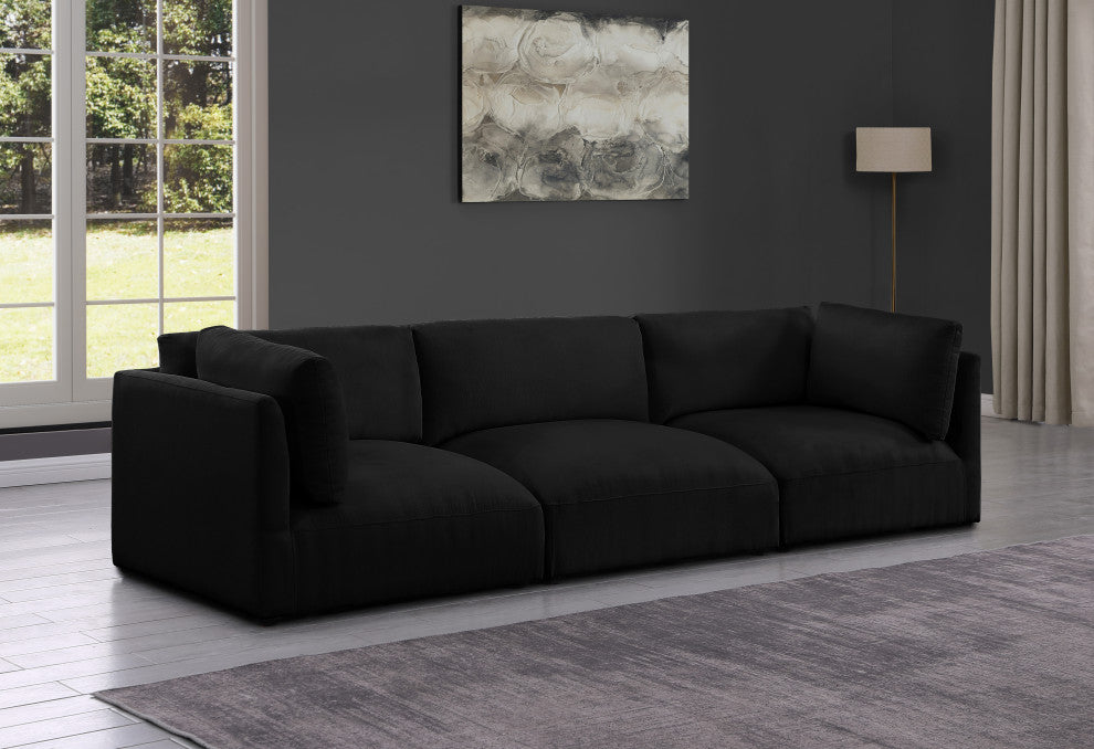 Ease Fabric Upholstered Modular Sofa, Black