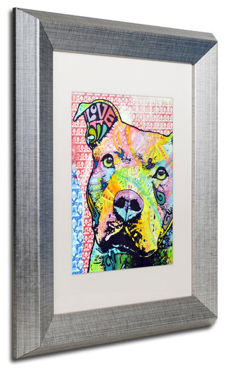 'Thoughtful Pittbull II' Silver Framed Canvas Art by Dean Russo
