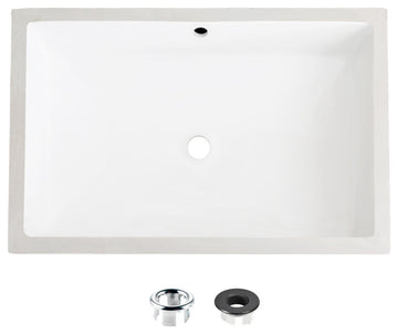 STYLISH 24" Rectangular Undermount Ceramic Bathroom Sink With 2 Overflow Finishe