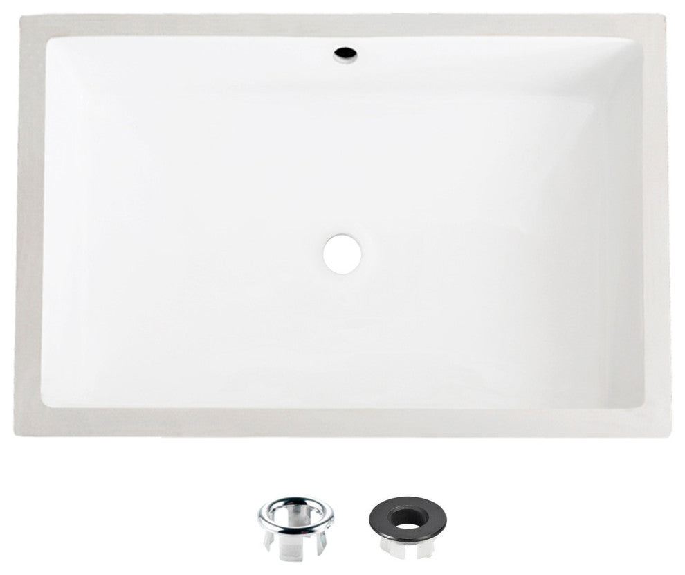STYLISH 24" Rectangular Undermount Ceramic Bathroom Sink With 2 Overflow Finishe