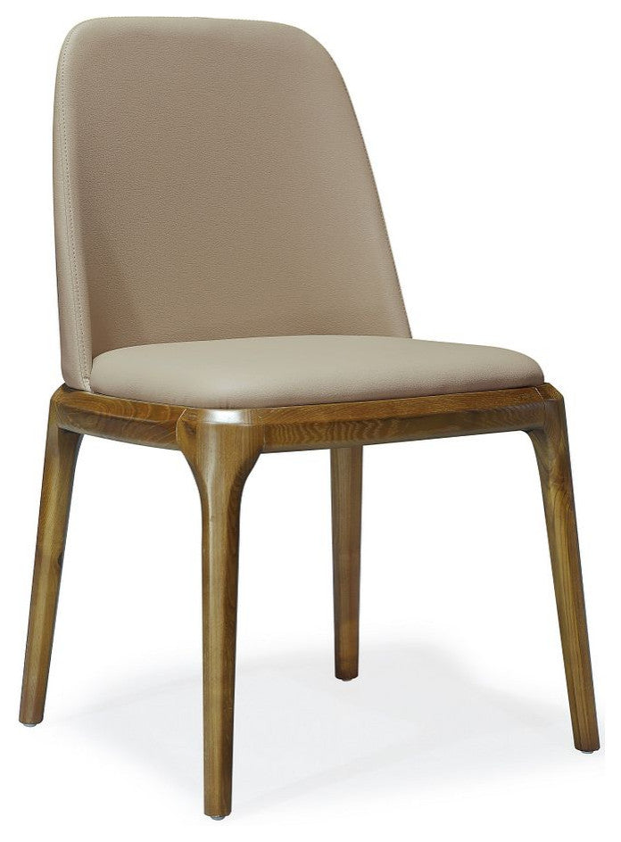 Courding Dining Chair, Tan and Walnut