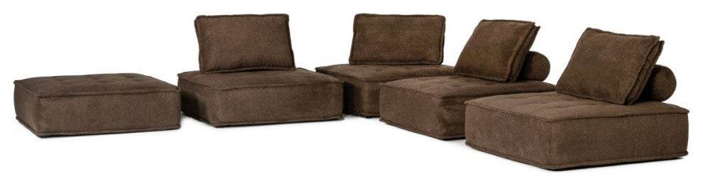Modern Chocolate Brown Floor Pillow Modular Sectional Sofa