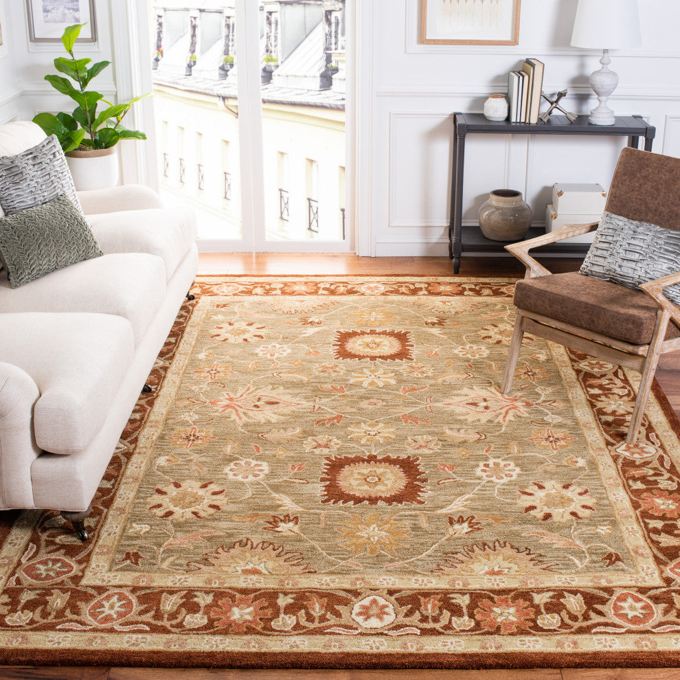 Safavieh Anatolia Collection AN556 Rug, Sage/Burgundy, 9'x12'