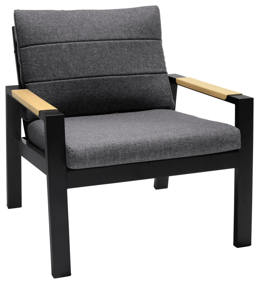 Panama Outdoor 4-Piece Black Aluminum Sofa Seating Set With Dark Gray Olefin