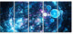 Blue Spherical Planet Bubbles, Abstract Canvas Art Print, 60"x28", 5 Panels