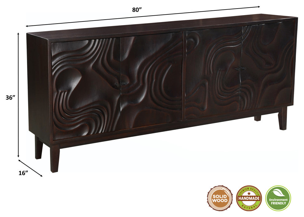 Ethan 4-door Carved Solid Wood Sideboard