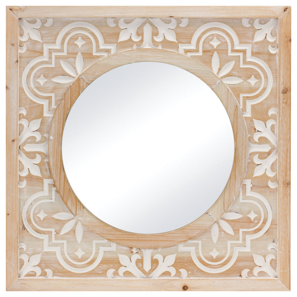 Ornate Carved Wood Wall Mirror 23.25"