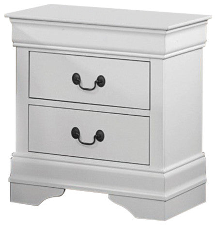 Benzara BM174486 Wooden Night Stand With 2 Spacious Drawers White