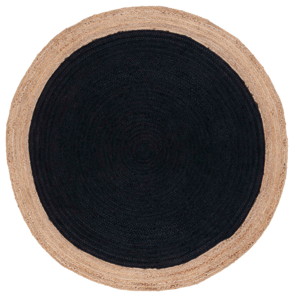 Safavieh Vintage Leather Collection NF801Z Rug, Black/Natural, 5' X 5' Round