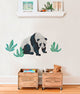 Wild Animals, Tropical Leaves Vinyl Wall Sticker, Panda