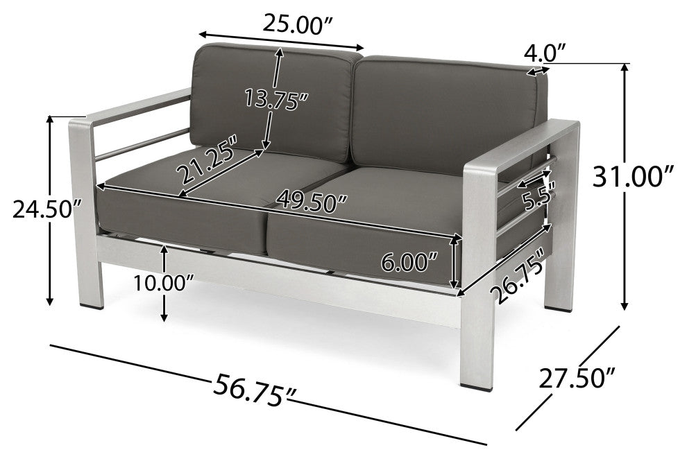 4-Piece Outdoor Aluminum Fire Table Sofa Set