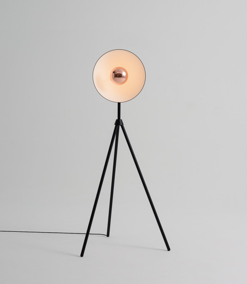 Apollo Floor Lamp, Black/Copper, Black Metal