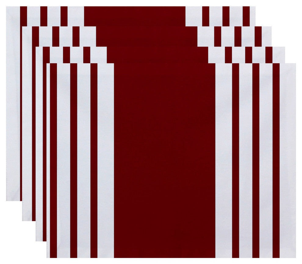 Big And Bold Stripe, Decorative Placement, Set of 4, Red