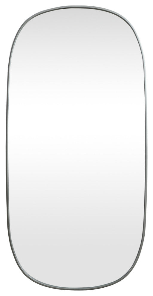 Home Living Metal Frame Oval Mirror 30x60 Inch, Silver