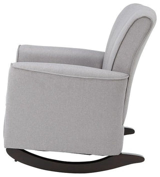 Upholstered Rocking Chair with Square Armrest in Light Gray