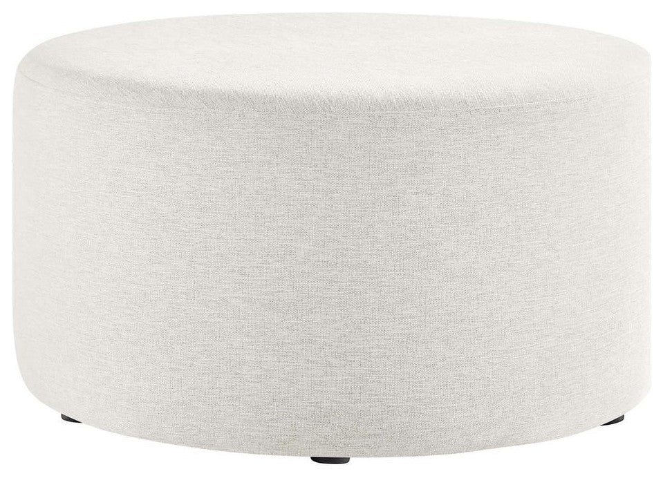 Callum Large 29 Round Woven Heathered Fabric Upholstered Ottoman