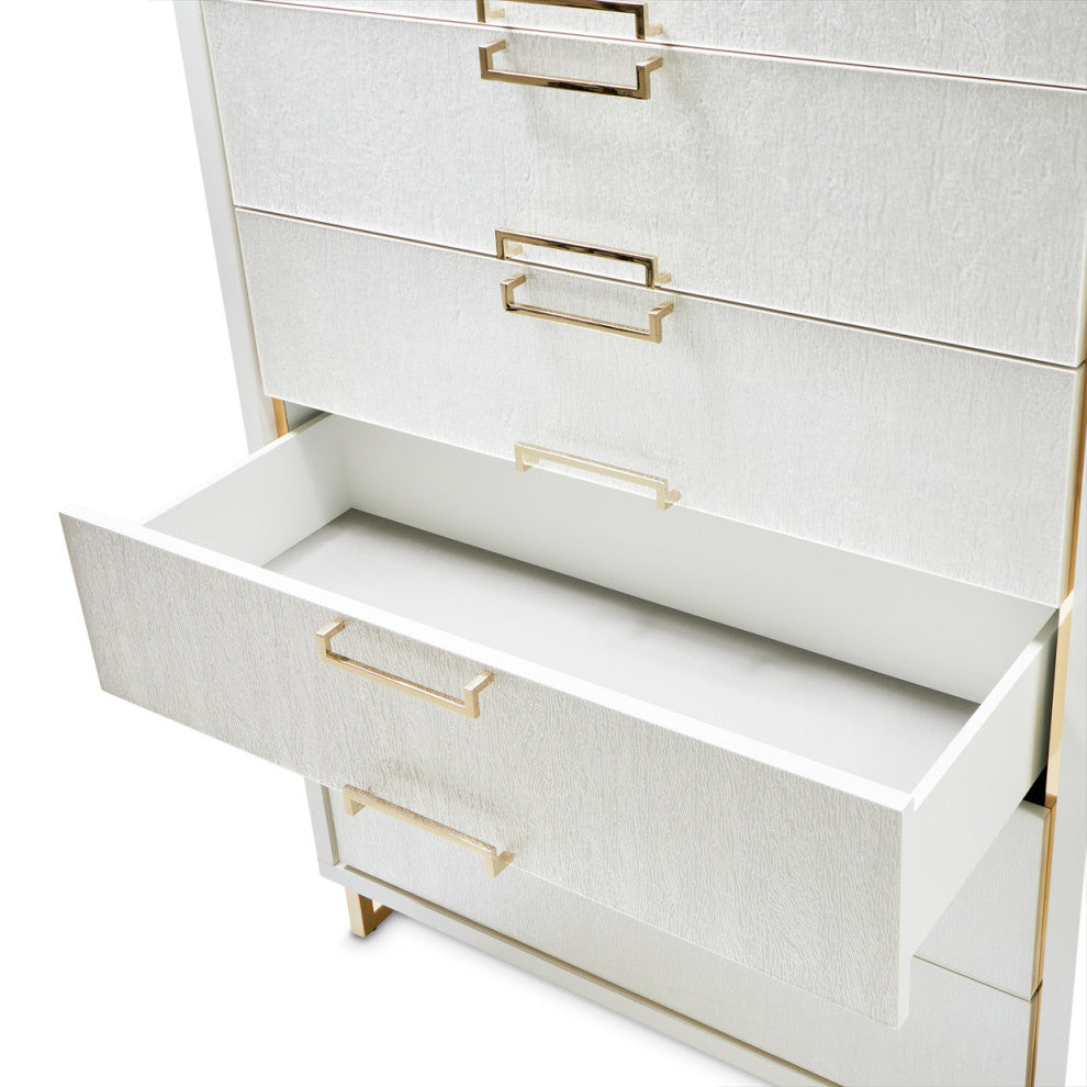 Palm Gate 6-Drawer Chest, Cloud White