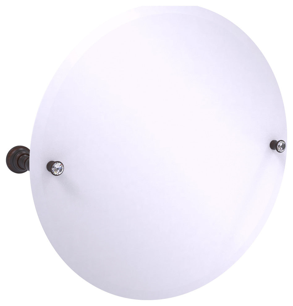 Carolina Crystal Frameless Round Tilt Mirror, Beveled Edge, Venetian Bronze