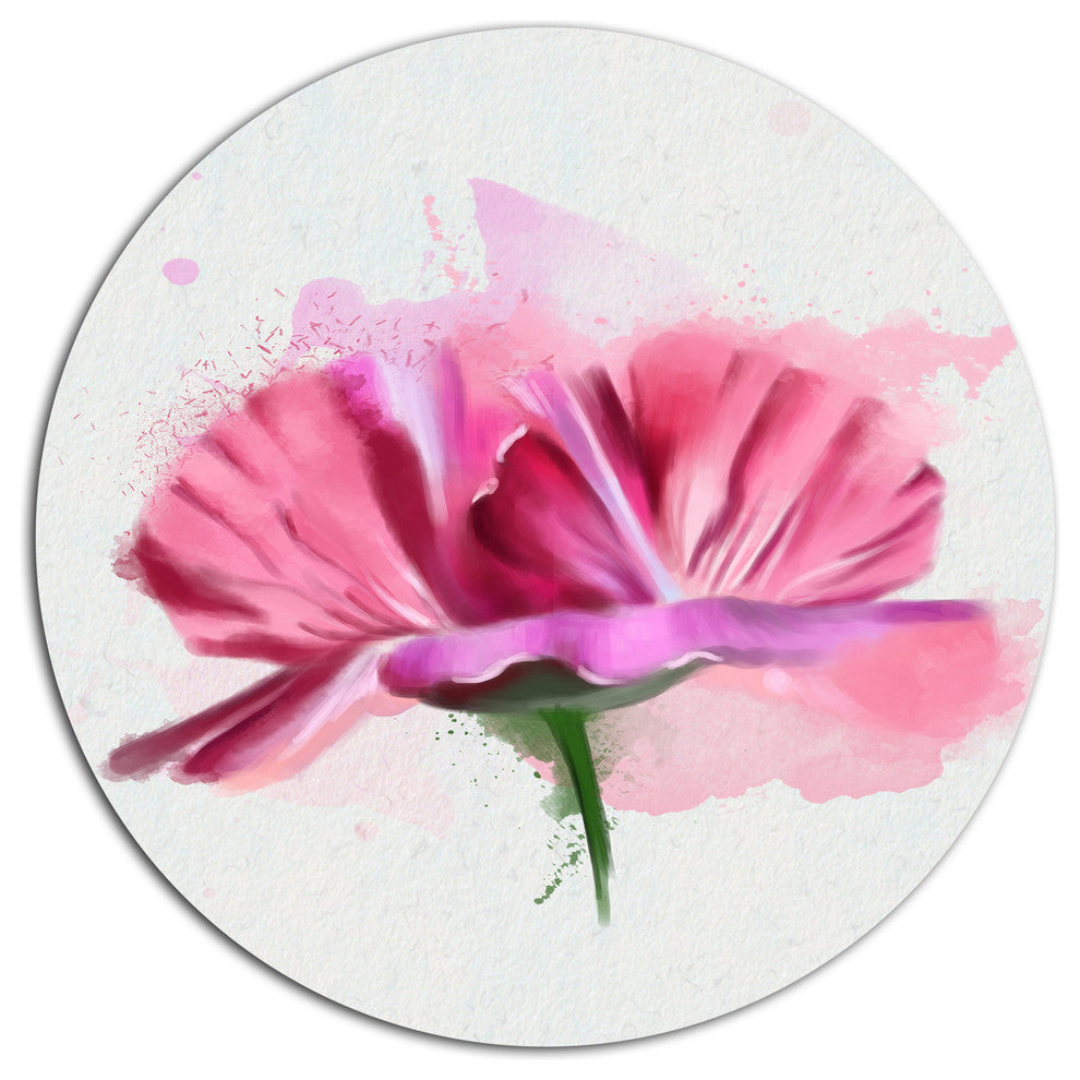 Hand-Drawn Pink Rose Watercolor, Floral Round Wall Art, 36"