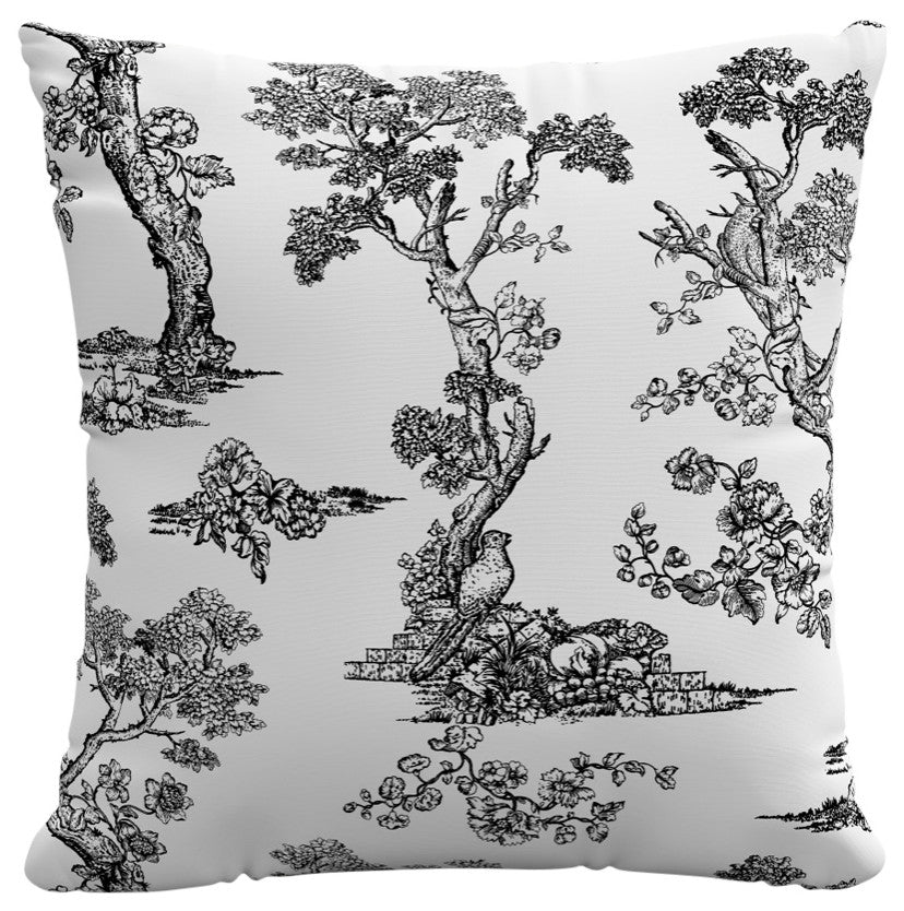 Red from Scalamandre 20" Decorative Pillow, Toile Noir