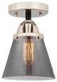 Small Cone Semi-Flush Mount, Black Polished Nickel, Plated Smoke, Plated Smoke
