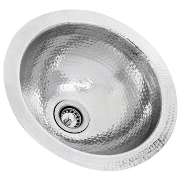 Nantucket Sinks ROS 13 Inch Hand Hammered Stainless Steel Round Bar Sink