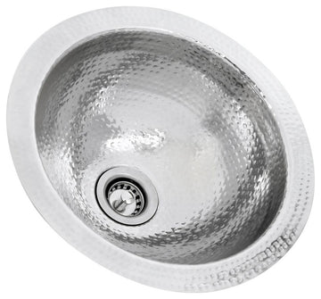 Nantucket Sinks ROS 13 Inch Hand Hammered Stainless Steel Round Bar Sink