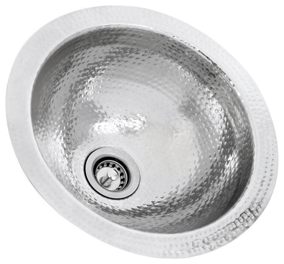 Nantucket Sinks ROS 13 Inch Hand Hammered Stainless Steel Round Bar Sink