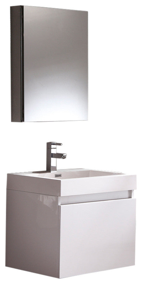 Nano White Modern Bathroom Vanity With Medicine Cabinet, FFT3111BN