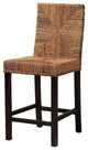 Baxton Studio Laymi Dark Brown Mahogany Wood and Seagrass Counter Stool