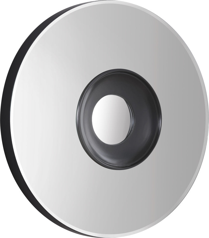 Galaxy Round Contemporary Mirror With Matte Black Finish