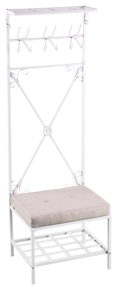 Kelbrook Hall Tree Bench With Storage, Distressed White