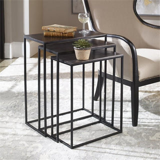 Uttermost Coreene 3-Piece Iron and Aluminum Nesting Table Set in Bronze