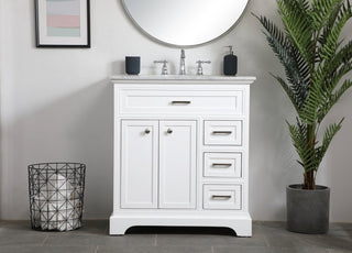 Amber Single Bathroom Vanity, Blue, White, 32"