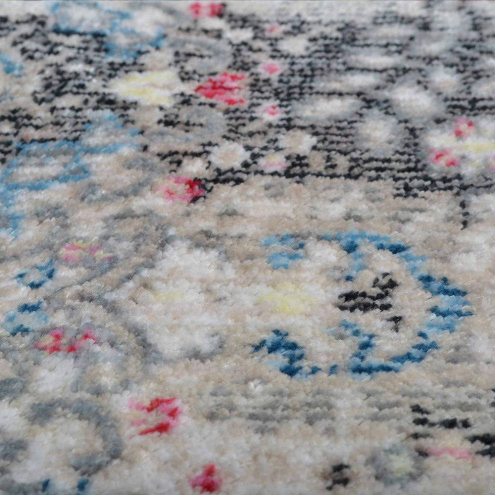 MACHINE MADE POLYESTER AREA RUGS  -Beige Black Color, Oriental ,Living room rug