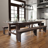 HERCULES Series 9' x 40" Rectangular Solid Pine Folding Farm Table, Mahogany