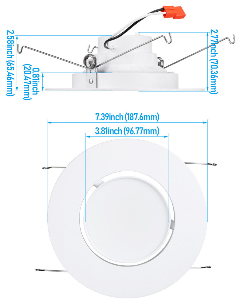 4 Pack 5/6" 5CCT Gimbal LED Recessed Light Dimmable 16W CRI90 Retrofit Can Light