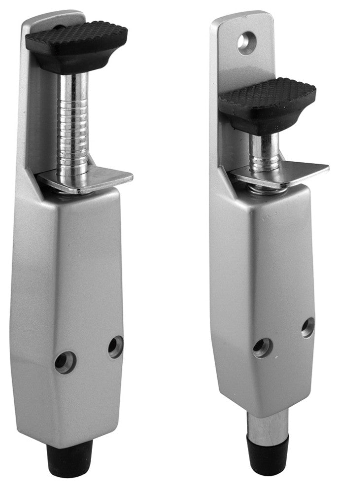 Step-On Door Holder, 9" Overall Height, Diecast, Aluminum Painted Color