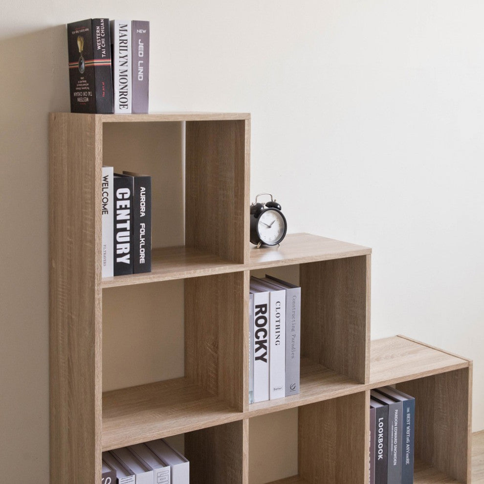 Graduated Step Natural 6 Cube Shelving Unit